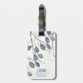 Eucalyptus Golden Garden Floral Monogram Label Bagagelabel (Achterkant verticaal)