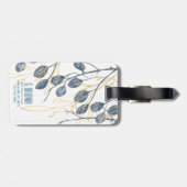 Eucalyptus Golden Garden Floral Monogram Label Bagagelabel (Achterkant horizontaal)