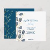 Eucalyptus Golden Garden Floral Wedding Kaart (Voorkant / Achterkant)