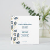 Eucalyptus Golden Garden Floral Wedding Kaart (Staand voorkant)