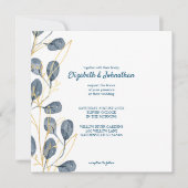 Eucalyptus Golden Garden Floral Wedding Kaart (Voorkant)