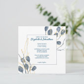 Eucalyptus Golden Garden Floral Wedding Kaart (Staand voorkant)