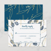 Eucalyptus Golden Garden Floral Wedding RSVP Kaartje (Voorkant / Achterkant)