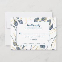 Eucalyptus Golden Garden Floral Wedding RSVP Kaartje