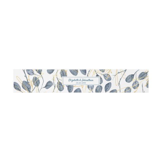 Eucalyptus Golden Garden Floral Wedding Uitnodigingen Wikkel (Vlak)