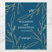 Eucalyptus Golden Garden Floral Wedding Wijn Etiket (Enkel label)