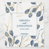 Eucalyptus Golden Garden Floral Wedding Wijn Etiket (Enkel label)