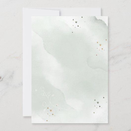 Eucalyptus Golden Greenery Wedding Kaart (Achterkant)