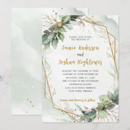 Eucalyptus Golden Greenery Wedding Kaart
