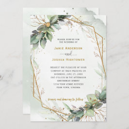 Eucalyptus Golden Greenery Wedding Kaart