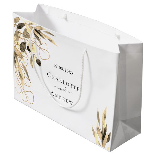 Eucalyptus golden names vallen onder het huwelijk groot cadeauzakje (Achterkant Gekanteld)