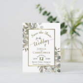 Eucalyptus & Golden Pine Bruiloft Save the Date Aankondigingskaart (Staand voorkant)