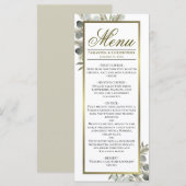 Eucalyptus & Golden Pine Elegante bruiloft Menu (Voorkant / Achterkant)