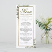 Eucalyptus & Golden Pine Elegante bruiloft Menu (Staand voorkant)