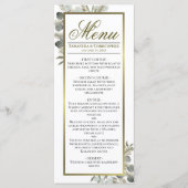 Eucalyptus & Golden Pine Elegante bruiloft Menu (Voorkant)
