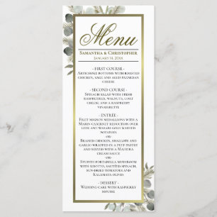 Eucalyptus & Golden Pine Elegante bruiloft Menu