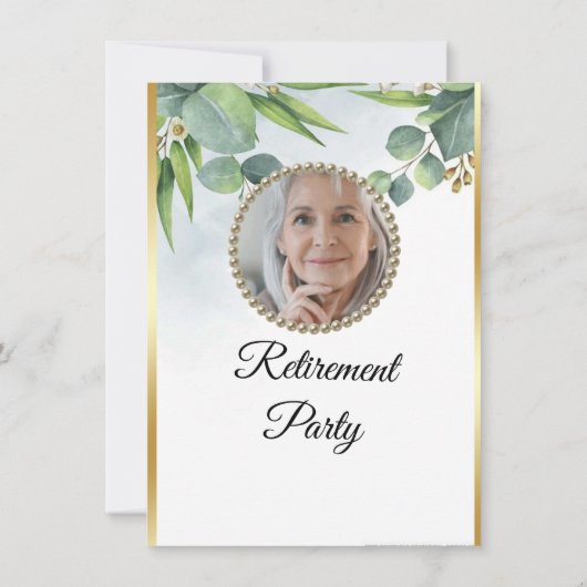 Eucalyptus Goldish Retirement Party Kaart (Achterkant)