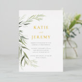 Eucalyptus gom laat groen bruiloft uitnodiging (Staand Voorkant)
