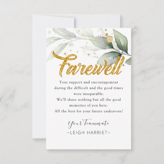 Eucalyptus Goodbye cowerker afscheidskaart Bedankkaart (Voorkant)