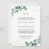 Eucalyptus Goud All in One QR Code Formele Trouwda Kaart (Voorkant)