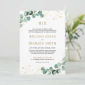 Eucalyptus Goud All in One QR Code Formele Trouwda Kaart (Staand voorkant)