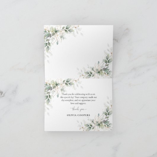 Eucalyptus Goud Baby shower Dank u kaart (Binnen)