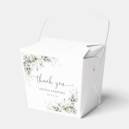Eucalyptus Goud Baby shower Favor Box Bedankdoosjes (Voorkant Zijde)
