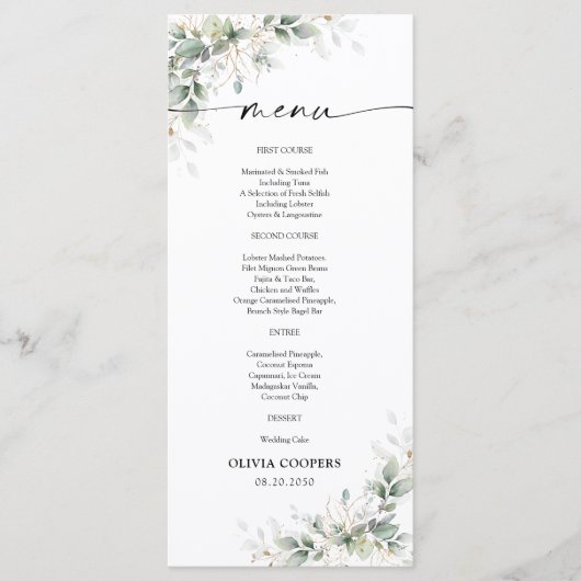 Eucalyptus Goud Baby shower Menu