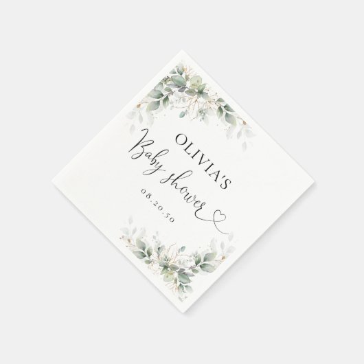 Eucalyptus Goud Baby shower Papier Servet (Hoek)