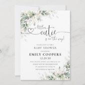 Eucalyptus Goud Bloemen Baby shower Uitnodiging (Voorkant)