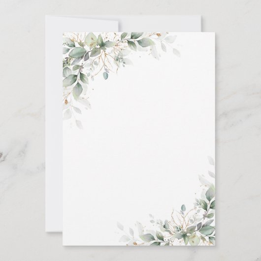 Eucalyptus Goud Bloemen Baby shower Uitnodiging (Achterkant)