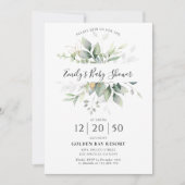 Eucalyptus Goud Bloemen Baby shower Uitnodiging (Voorkant)