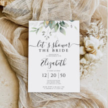Eucalyptus Goud Bloemen Bruids Douche Uitnodiging
