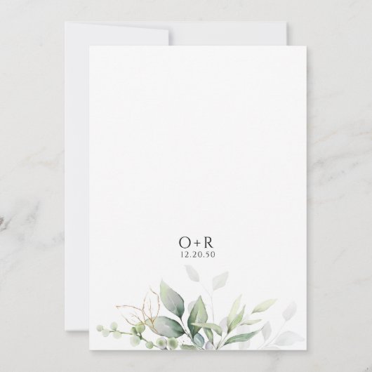 Eucalyptus Goud Bloemen Bruids Douche Uitnodiging (Achterkant)