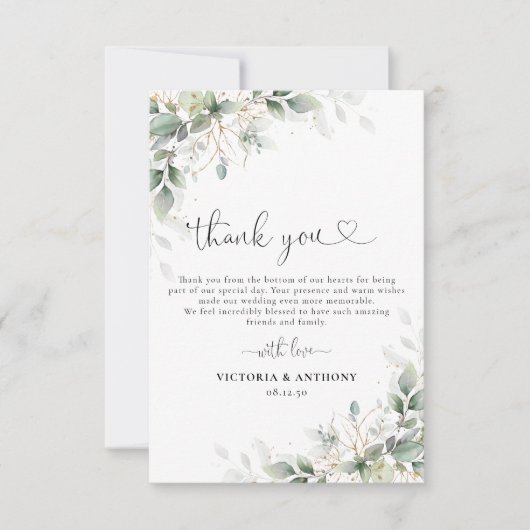 Eucalyptus Goud Bloemen Bruiloft Dank u Kaarten (Voorkant)