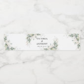 Eucalyptus Goud Bloemen Bruiloft Waterfles Etikett Waterfles Etiket (Enkel label)