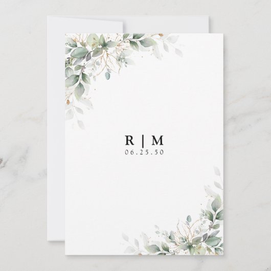 Eucalyptus Goud Bloemen De Nacht Voor Uitnodiging (Achterkant)