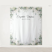 Eucalyptus Goud Bloemen Groen Bruiloft Achtergrond Wandkleed (Voorkant)