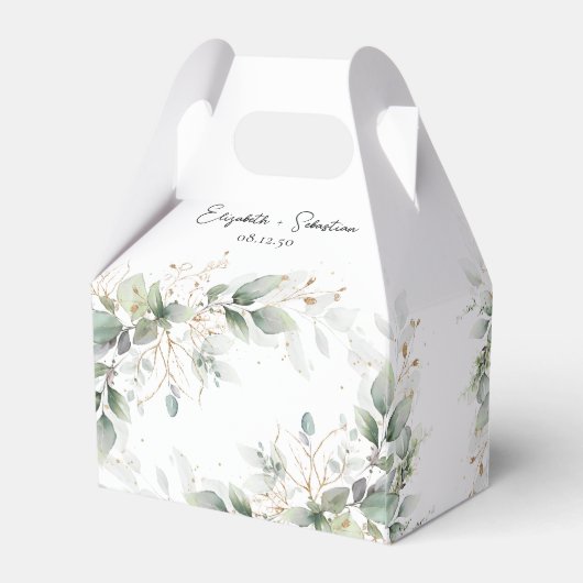 Eucalyptus Goud Bloemen Groen Bruiloft Favor Box Bedankdoosjes (Achterkant)