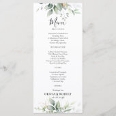 Eucalyptus Goud Bloemen Groen Bruiloft Menu (Voorkant)