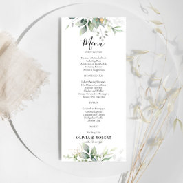 Eucalyptus Goud Bloemen Groen Bruiloft Menu