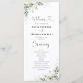 Eucalyptus Goud Bloemen Groen Bruiloft Programma Programmakaart (Voorkant)