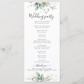 Eucalyptus Goud Bloemen Groen Bruiloft Programma Programmakaart (Achterkant)