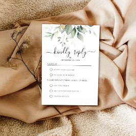 Eucalyptus Goud Bloemen Groen Bruiloft RSVP Kaart