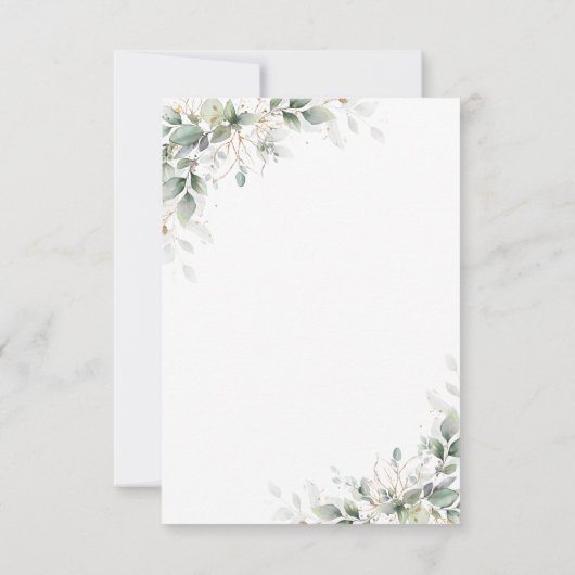 Eucalyptus Goud Bloemen Groen Bruiloft RSVP Kaart (Achterkant)