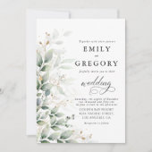 Eucalyptus Goud Bloemen Groen Bruiloft Uitnodiging (Voorkant)