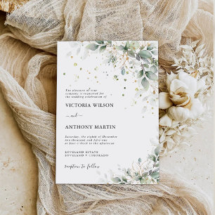 Eucalyptus Goud Bloemen Groen Bruiloft Uitnodiging