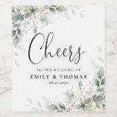 Eucalyptus Goud Bloemen Groen Bruiloft Wijn Label Wijn Etiket (Enkel label)