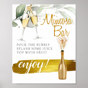 Eucalyptus Goud Bruids Brunch Mimosa Bar Bord Poster