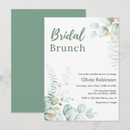 Eucalyptus Goud Bruidsbrunch Bruidsuitnodiging  Kaart